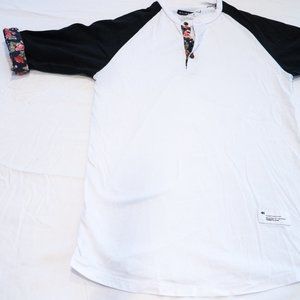 White / Floral Baseball Tee